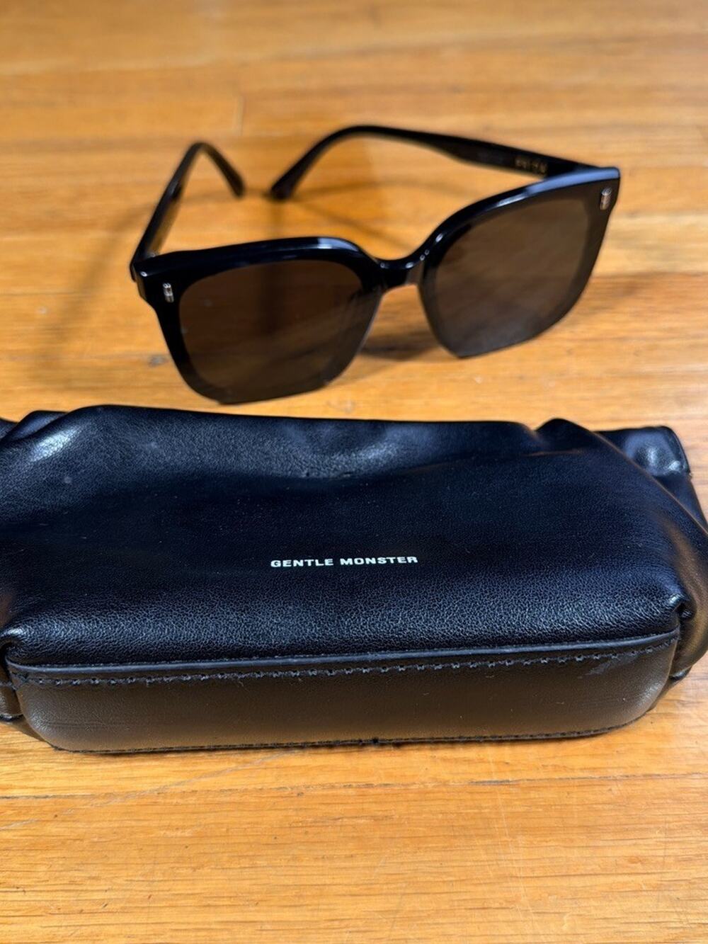 Gentle Monster Black Sunglasses with Brown Tinted Lenses & Hard Case